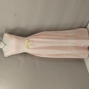 50s Pink Maxi Dress Vintage Fifties Blush Pastel Sleeveless Feminine Sweet